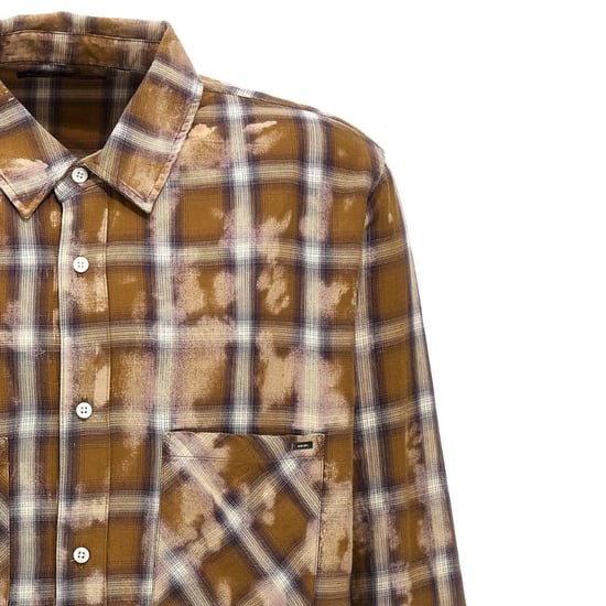 Camisa de franela marrón de manga larga blanqueada Amiri - Image 3