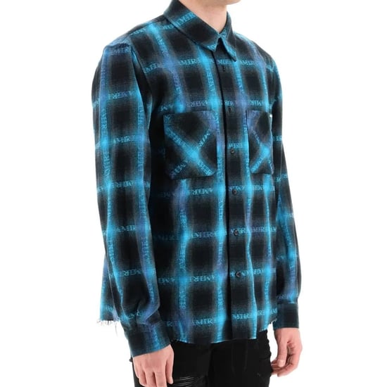 Camisa azul a cuadros de manga larga Amiri - Image 3