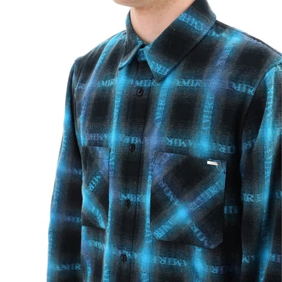 Camisa azul a cuadros de manga larga Amiri - Image 4