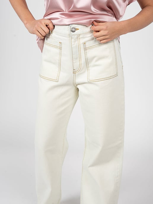 Pinko Pantalones Forbita de mujer Blanco - Image 4