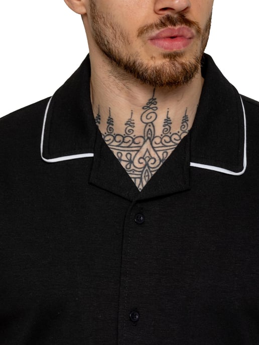 Enzo | Camisa de Manga Corta con Detalle de Piping para Hombre - Image 3