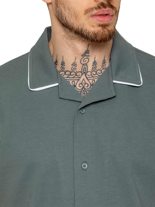 Enzo | Camisa de Manga Corta con Detalles en Piping para Hombre - Image 2