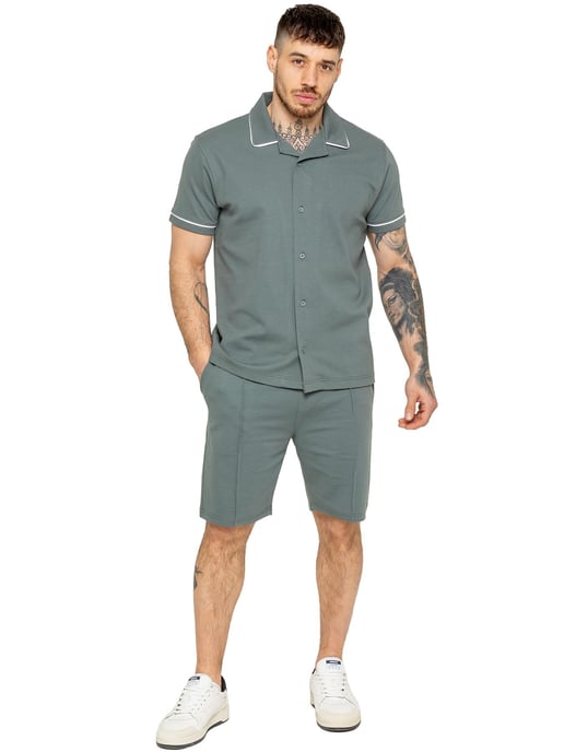 Enzo | Camisa de Manga Corta con Detalles en Piping para Hombre - Image 5
