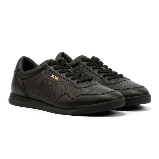 Boss Titanium Leather Men's Black Trainers - Image 1
