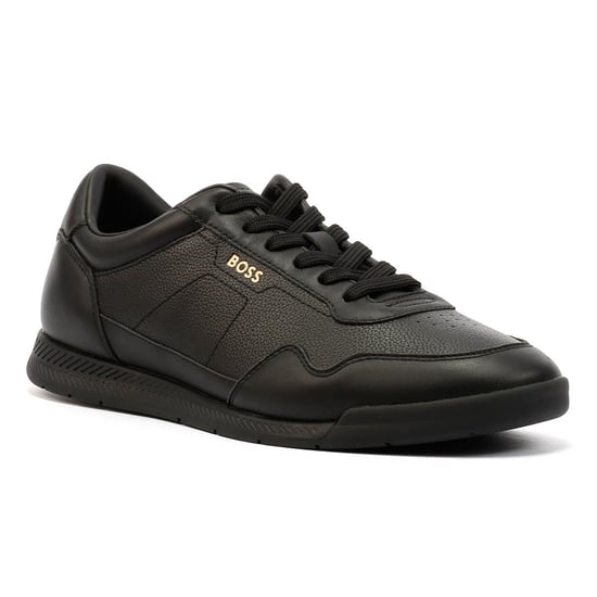 Boss Titanium Leather Men's Black Trainers - Image 2
