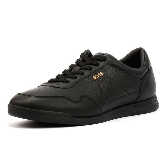 Boss Titanium Leather Men's Black Trainers - Image 4