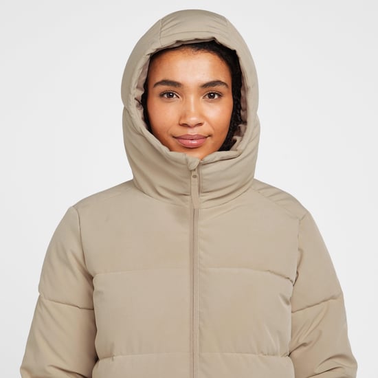 North Ridge Women's Roaming Jacket with Generous Cosy Hood & Zipped Hem Vents, Longline Winter Coat, Beige - Image 4