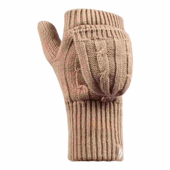 Señoras de punto de cable 2.3 Tog invierno térmico sin dedos Convertidor Guantes - Image 1