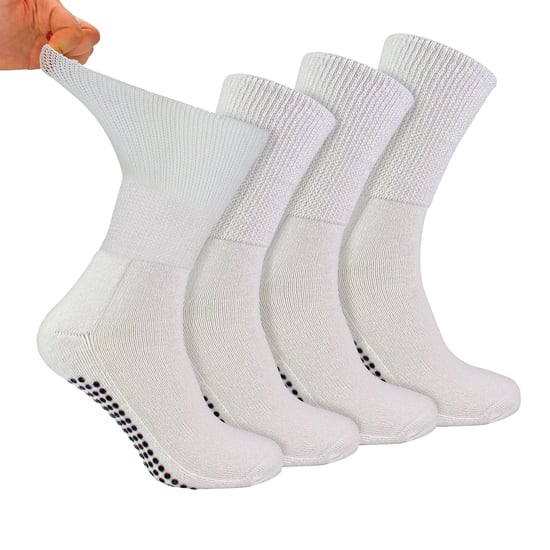 Paquete de 4 calcetines de bambú para diabéticos con puños para hombres y mujeres - Image 1