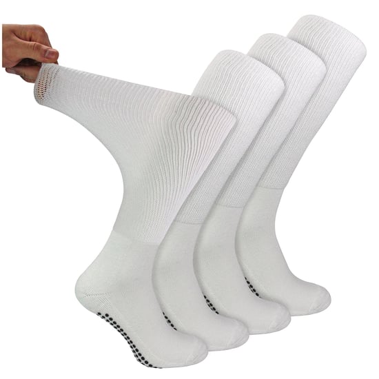 Paquete de 4 calcetines largos de bambú para diabéticos con puños para hombres y mujeres - Image 1