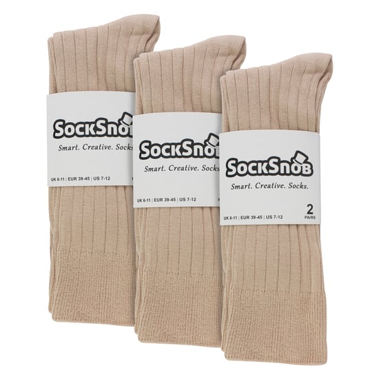 Calcetines de algodón de colores lisos de punto elástico para hombre - Image 2