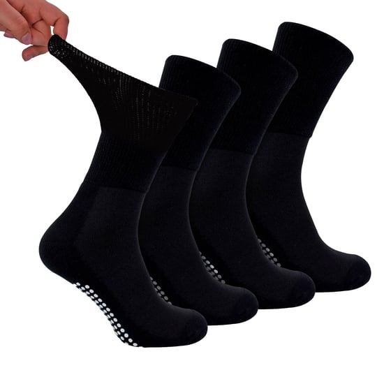 Paquete de 4 calcetines de bambú para diabéticos con puños para hombres y mujeres - Image 1