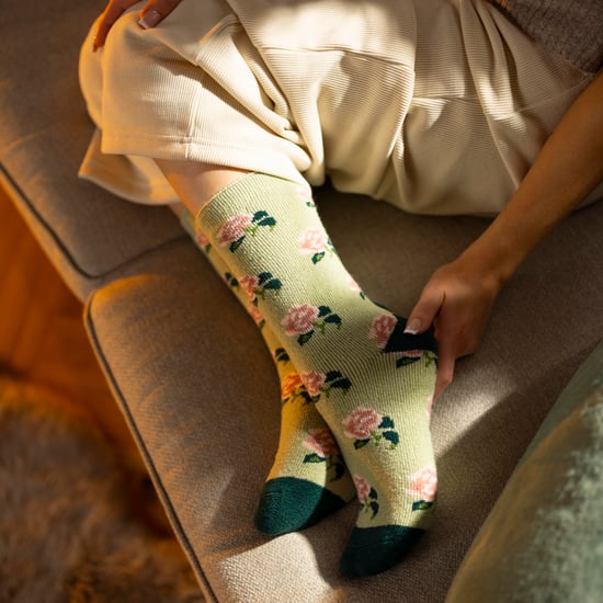 Calcetines térmicos para mujer | Calcetines finos de vellón con estampado floral - Image 2