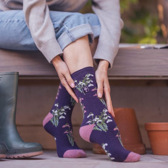 Calcetines térmicos para mujer | Calcetines finos de vellón con estampado floral - Image 3