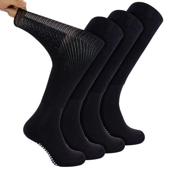 Paquete de 4 calcetines largos de bambú para diabéticos con puños para hombres y mujeres - Image 1