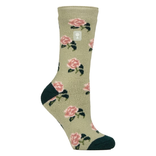 Calcetines térmicos para mujer | Calcetines finos de vellón con estampado floral - Image 1