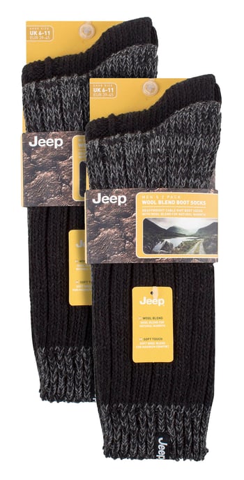 Hombres 4 Pack Lana Calcetines Senderismo | Cable acanalado de punto de lana Calcetines Bota Blend - Image 2