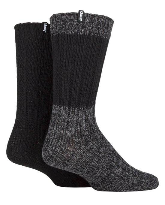 Hombres 4 Pack Lana Calcetines Senderismo | Cable acanalado de punto de lana Calcetines Bota Blend - Image 3