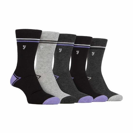 Lote de 5 calcetines de bambú con rayas brillantes para hombre - Image 1