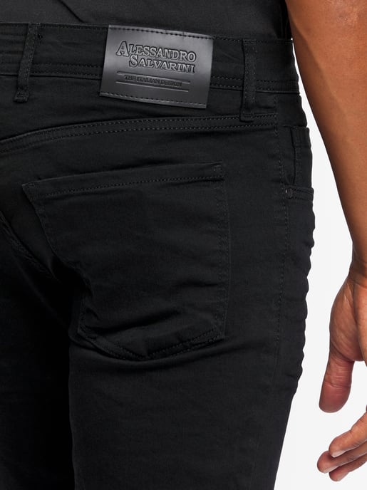 A. Salvarini Vaqueros de Hombre Slim Fit Elástico 5 Bolsillos – Negro - Image 4