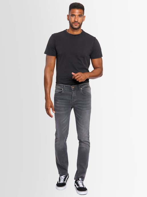 A. Salvarini Vaqueros de Hombre Slim Fit Elástico 5 Bolsillos – Gris Oscuro - Image 1