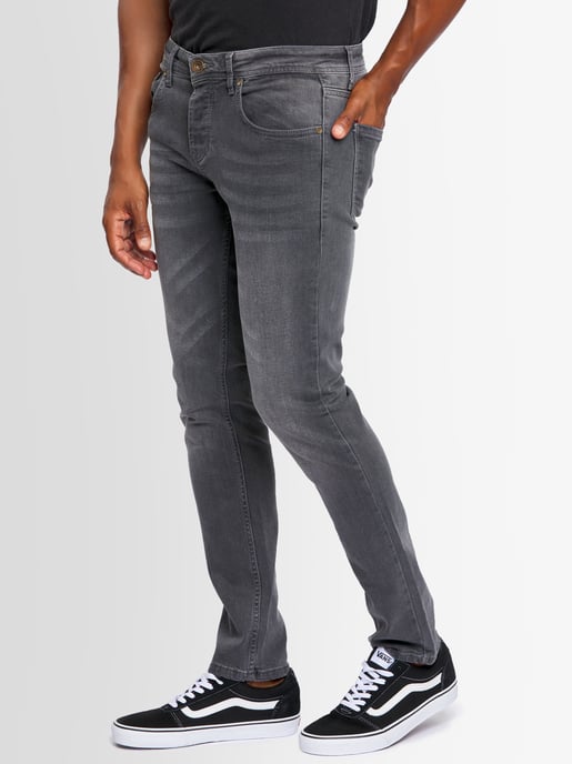 A. Salvarini Vaqueros de Hombre Slim Fit Elástico 5 Bolsillos – Gris Oscuro - Image 3