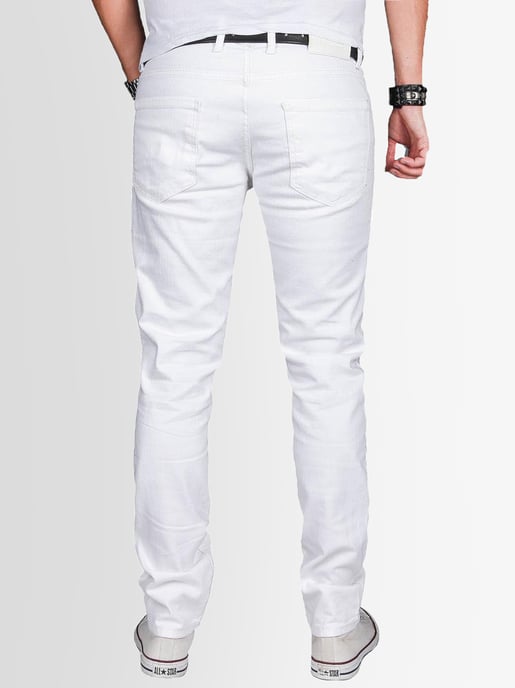 A. Salvarini Vaqueros de Hombre Slim Fit Elástico 5 Bolsillos – Blanco - Image 2