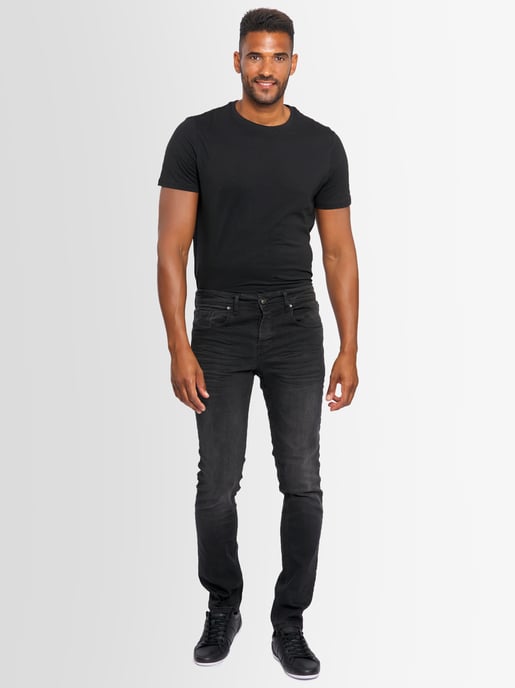 A. Salvarini Vaqueros de Hombre Slim Fit Elástico 5 Bolsillos – Negro Envejecido - Image 1