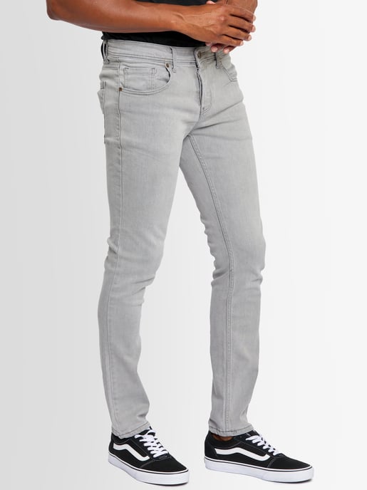 A. Salvarini Vaqueros de Hombre Slim Fit Elástico 5 Bolsillos – Gris Claro - Image 3