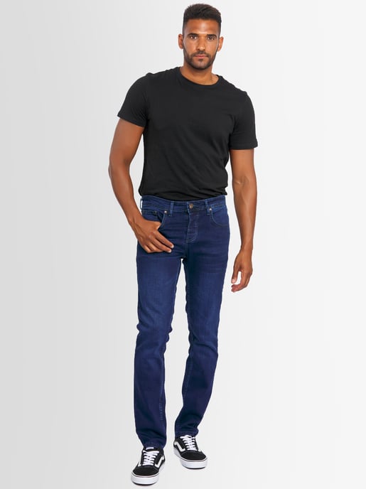 A. Salvarini Vaqueros de Hombre Slim Fit Elástico 5 Bolsillos – Azul Oscuro - Image 1