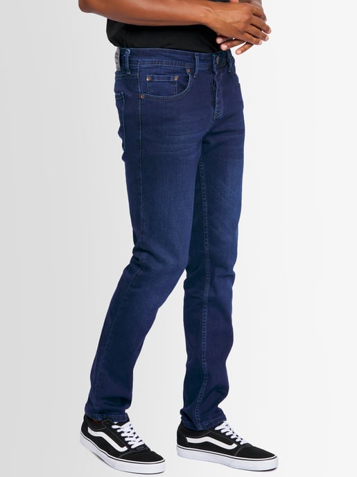 A. Salvarini Vaqueros de Hombre Slim Fit Elástico 5 Bolsillos – Azul Oscuro - Image 3