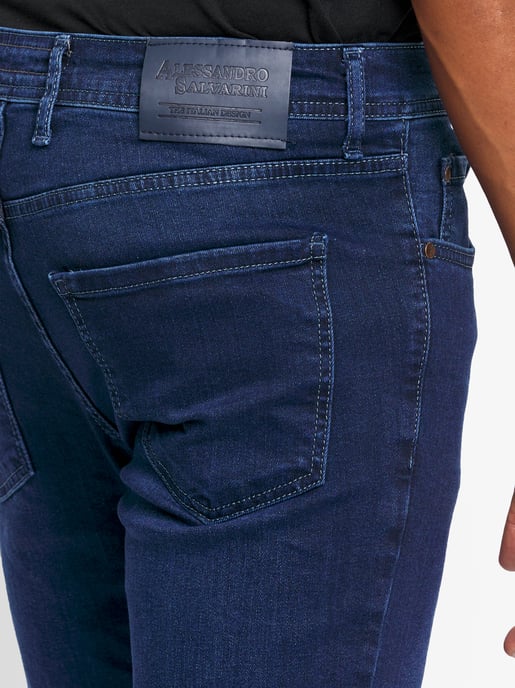 A. Salvarini Vaqueros de Hombre Slim Fit Elástico 5 Bolsillos – Azul Oscuro - Image 4