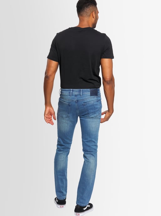 A. Salvarini Vaqueros de Hombre Slim Fit Elástico 5 Bolsillos – Azul Claro - Image 2