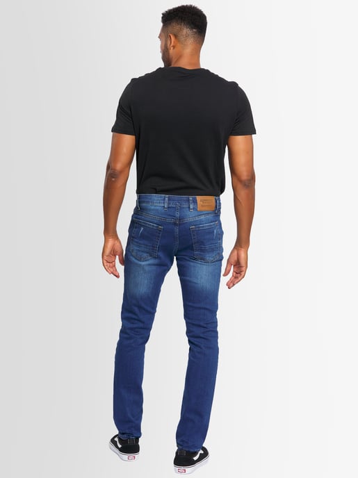 A. Salvarini Vaqueros de Hombre Slim Fit Elástico 5 Bolsillos – Azul Estilo Usado - Image 2