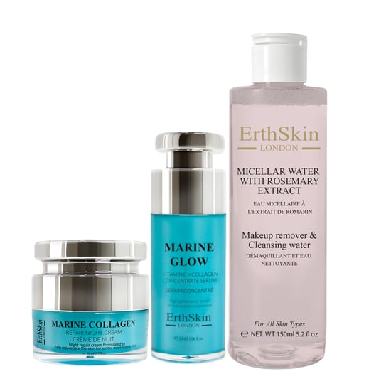 Agua micelar con extracto de romero 150ml+ Suero concentrado de colágeno y vitamina C Marine Glow 30ml+ Crema de noche con colágeno marino 50ml - Image 1