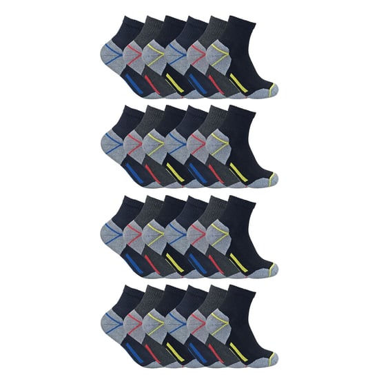 24 Pares Mens Multipack Ultimate Cotton Rich Work Ankle Socks - Image 1