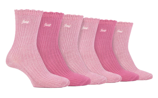 Pack de 6 calcetines de bambú para mujer con la parte superior festoneada - Image 1