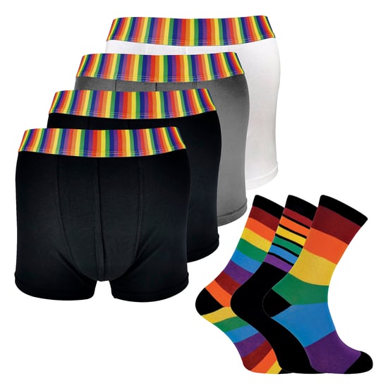 Calcetines y calzoncillos Rainbow para hombre - 4 paquetes de calzoncillos y 3 paquetes de calcetines a rayas. - Image 1