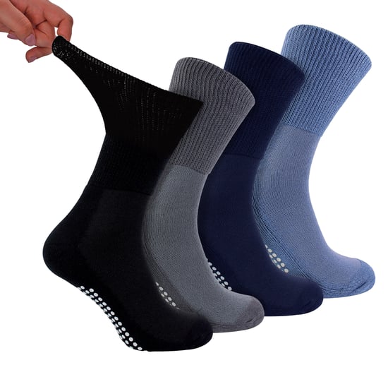 Paquete de 4 calcetines de bambú para diabéticos con puños para hombres y mujeres - Image 1