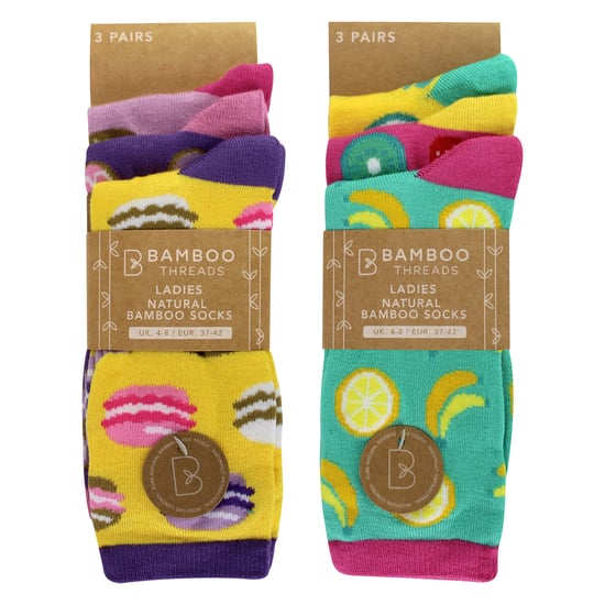 Lote de 6 calcetines de bambú con diseño de comida para mujer. - Image 2
