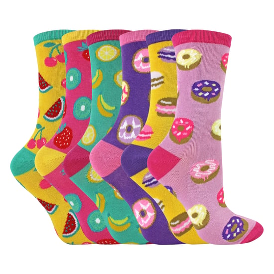 Lote de 6 calcetines de bambú con diseño de comida para mujer. - Image 3