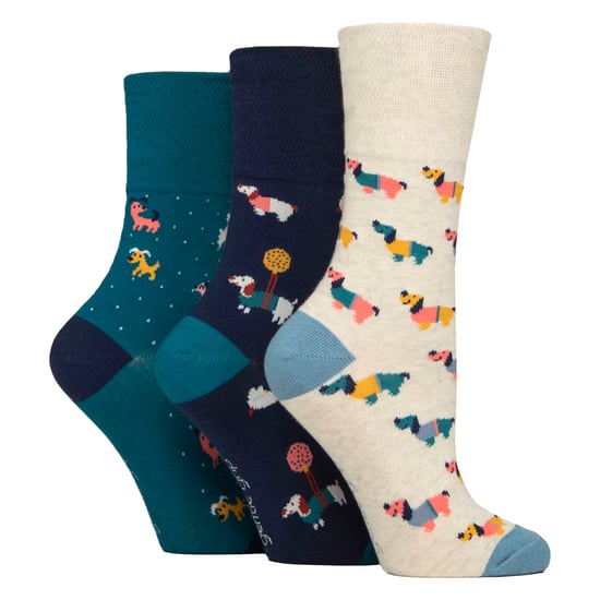 6 Pares Señoras NO ELASTIC Algodón Rico Vida Silvestre Perros Gatos Patterned Calcetines - Image 3