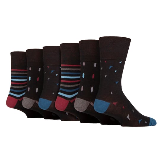 Lote de 6 calcetines de algodón no elásticos con dibujo cuadrado para hombres con mala circulación - Image 1