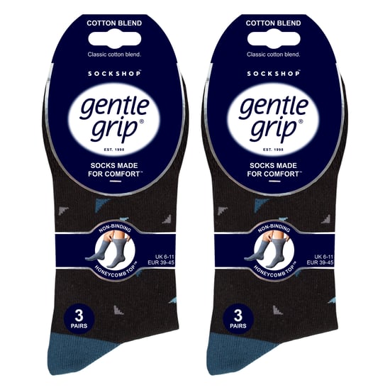 Lote de 6 calcetines de algodón no elásticos con dibujo cuadrado para hombres con mala circulación - Image 2