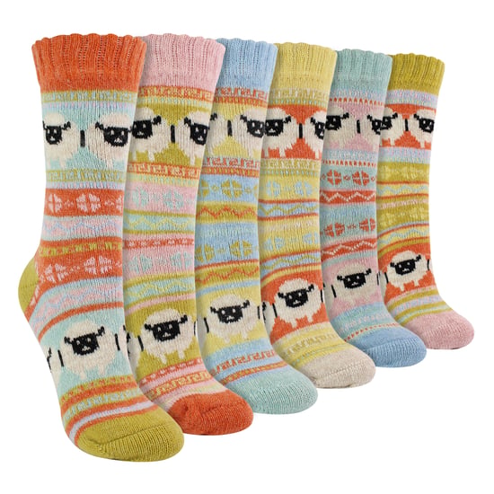 Paquete de 6 calcetines de alpaca para mujer con dibujo de oveja - Image 1