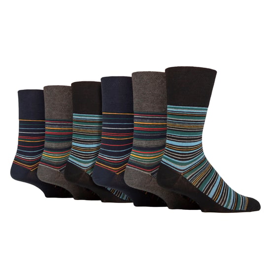 Lote de 6 calcetines de algodón no elásticos con dibujo cuadrado para hombres con mala circulación - Image 1