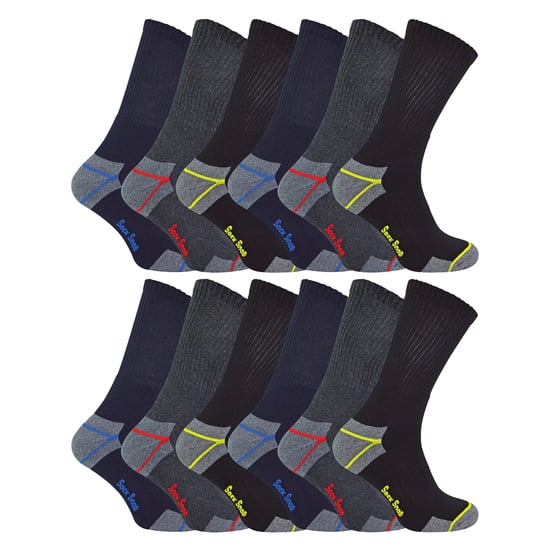 12 pares de calcetines de trabajo acolchados para hombre con puntera de acero - Image 1