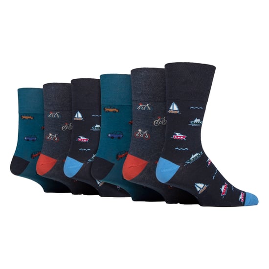 6 pares de calcetines para hombre NO ELÁSTICOS de algodón con dibujos novedosos - Image 1