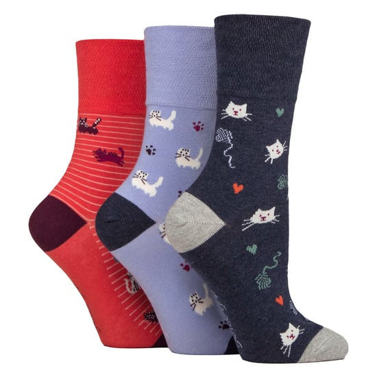 6 Pares Señoras NO ELASTIC Algodón Rico Vida Silvestre Perros Gatos Patterned Calcetines - Image 3