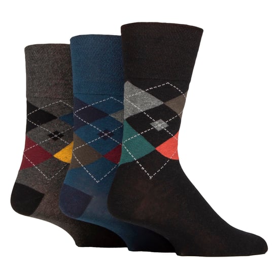 Lote de 6 calcetines de algodón no elásticos con dibujo cuadrado para hombres con mala circulación - Image 3